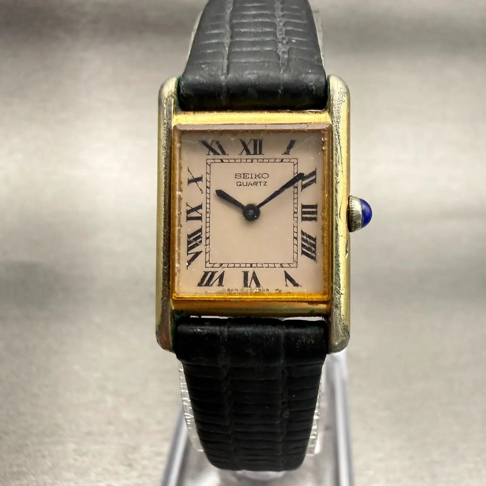 Seiko Watch Women 17mm Cream Dial Gold Tone Rectangle 1400-5039 New Battery VTG0