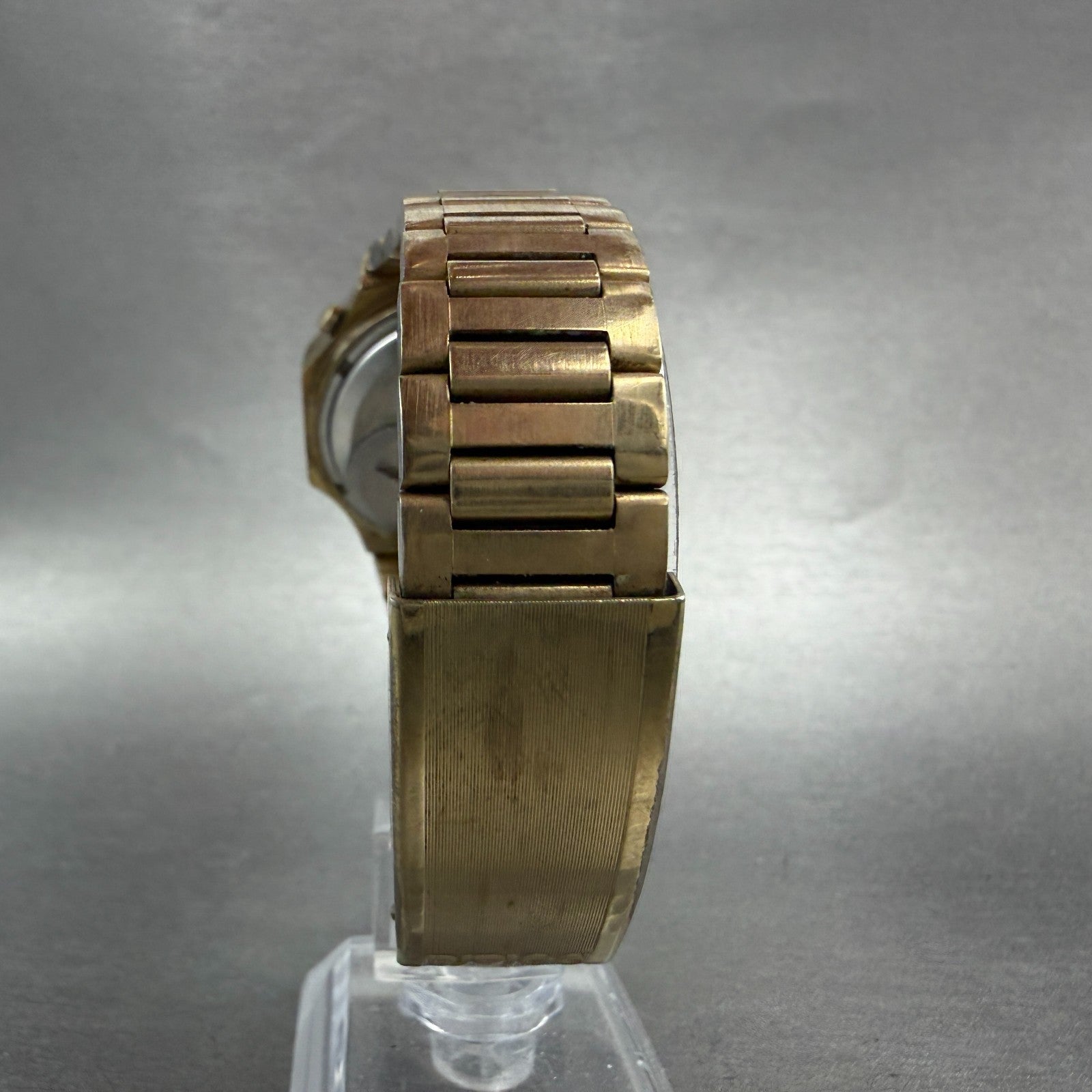 Witttnauer Polara RED LED Watch Men 35mm Gold Plated Tone Vintage PARTS8