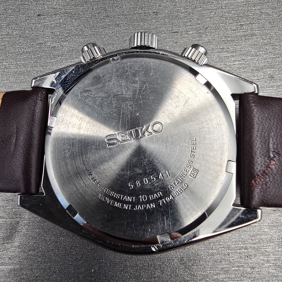 Seiko Chronograph Watch Men 43mm Brown Dial Silver Tone Date 7T94-0BL0 New Batt10