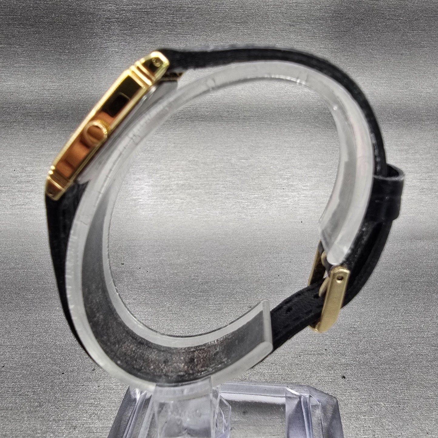 Seiko Watch Women 19mm Gray Dial Gold Tone Rectangle 2B20-5449 New Battery VTG6