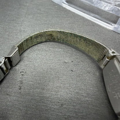 Seiko Tank Watch Women 13mm Silver Dial two Tone Rectangle 2e205139 New Battery11