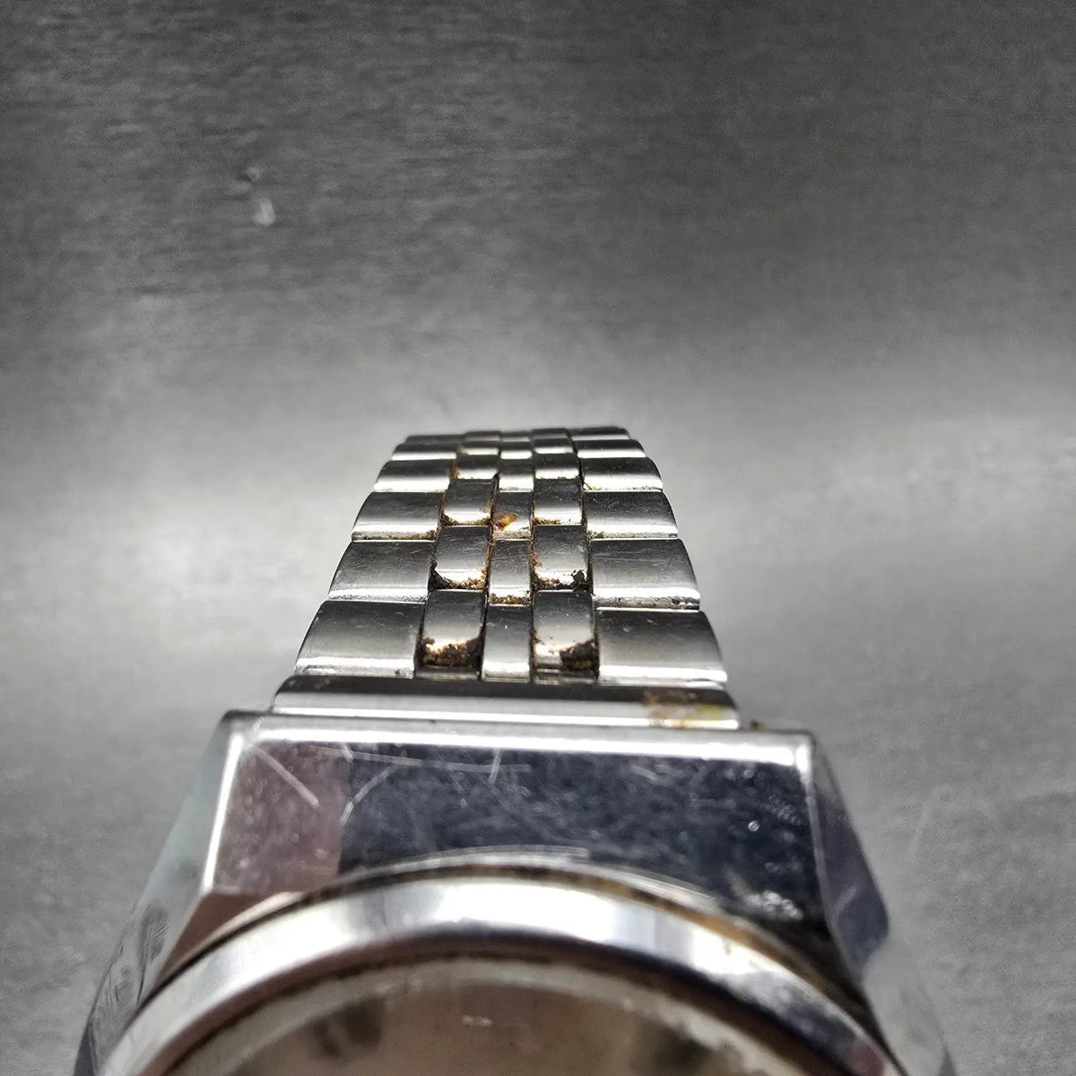 Seiko Quartz QR Watch Men 36mm Silver Dial Silver Tone Date 3862-8010  PARTS5