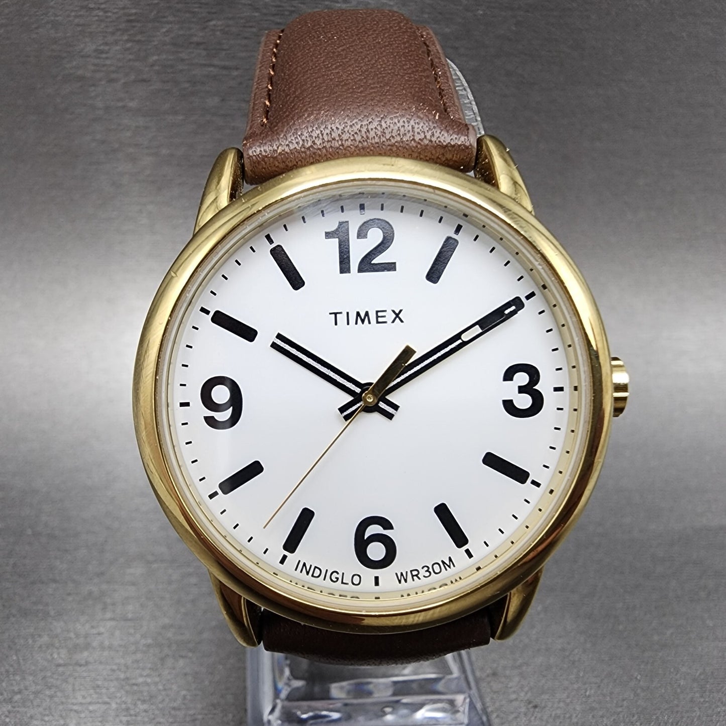 Timex Easy Reader Watch Men 38mm White Dial Gold Tone Round New Battery0