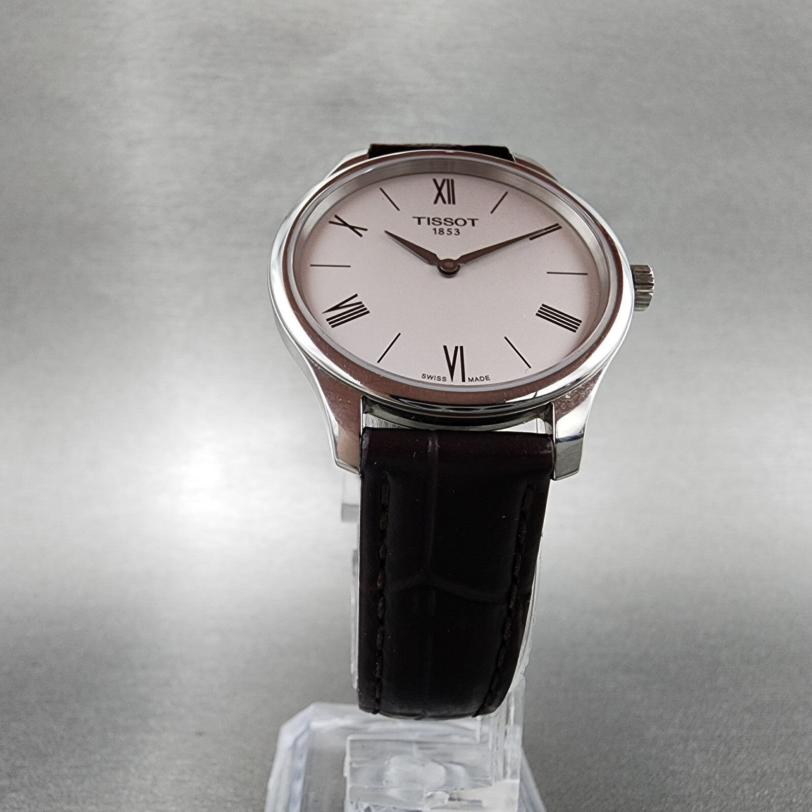 Tissot Tradition Watch Women 31mm Silver Dial Stainless Steel Case Leather Band5