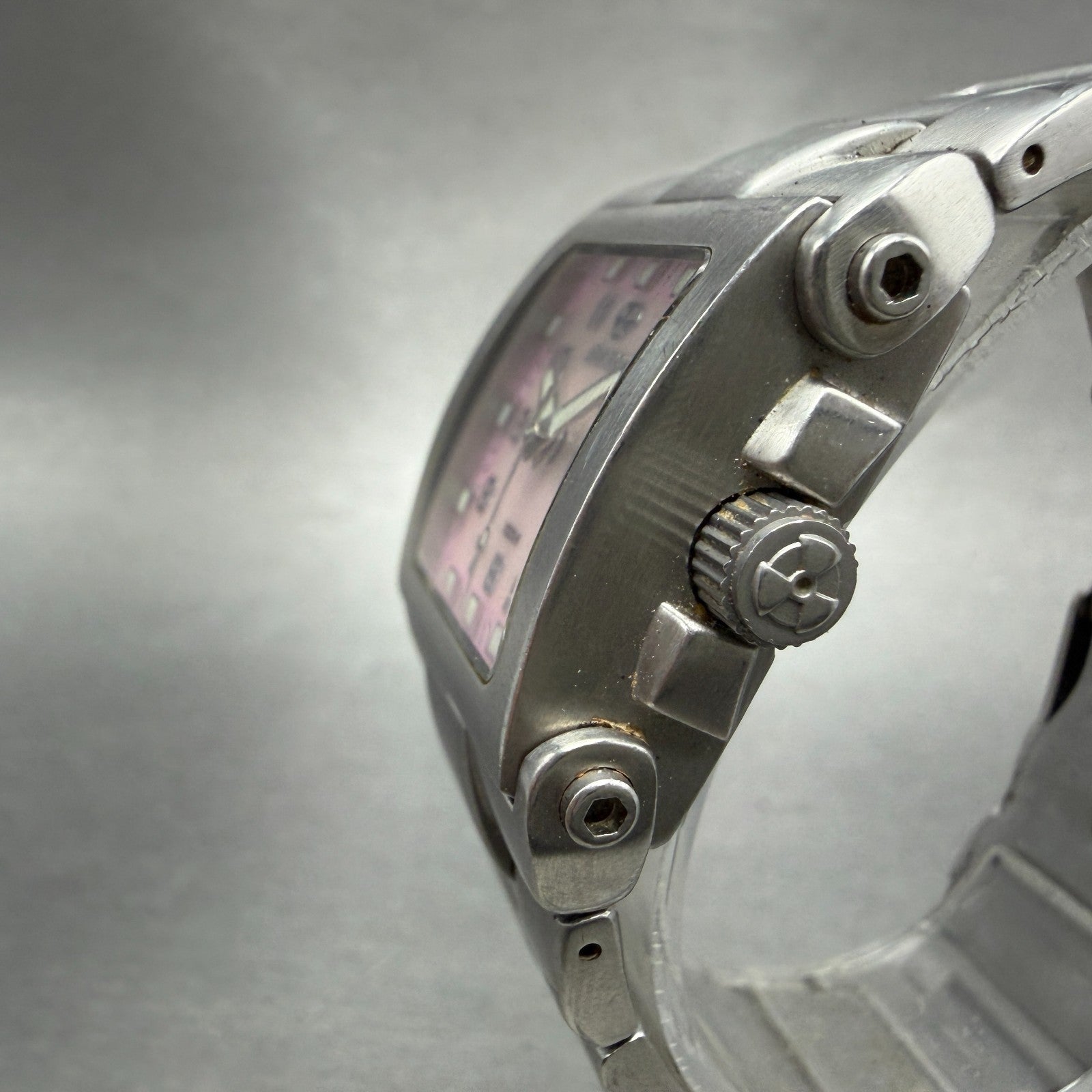 Reactor MC2 Watch Women 27mm Pink Dial Silver Tone Daydate Rectangle New battery2