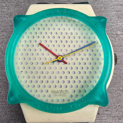 Swatch Ping Pong Blue Watch Men 34mm White Dial White Case GW106 New Battery1