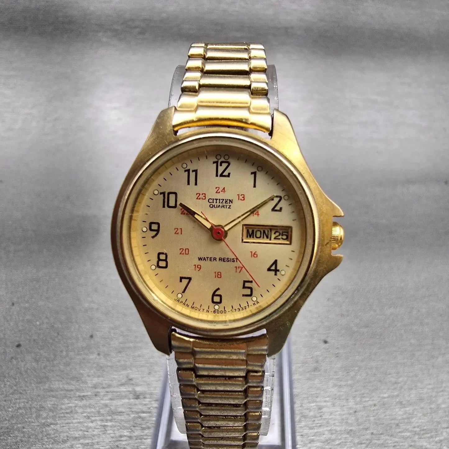 Citizen Watch Women 25mm Gold Dial Gold Tone Daydate Round 6000-S27182 New Batt0