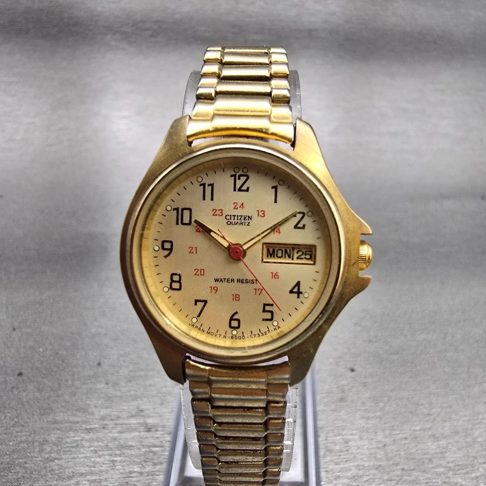 Citizen Watch Women 25mm Gold Dial Gold Tone Daydate Round 6000-S27182 New Batt0