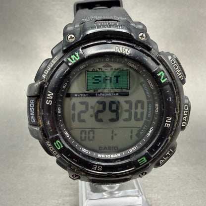 Casio Protrek Watch Men 54mm Black Triple Sensor Daydate Digital  PRG-40SJ Works0