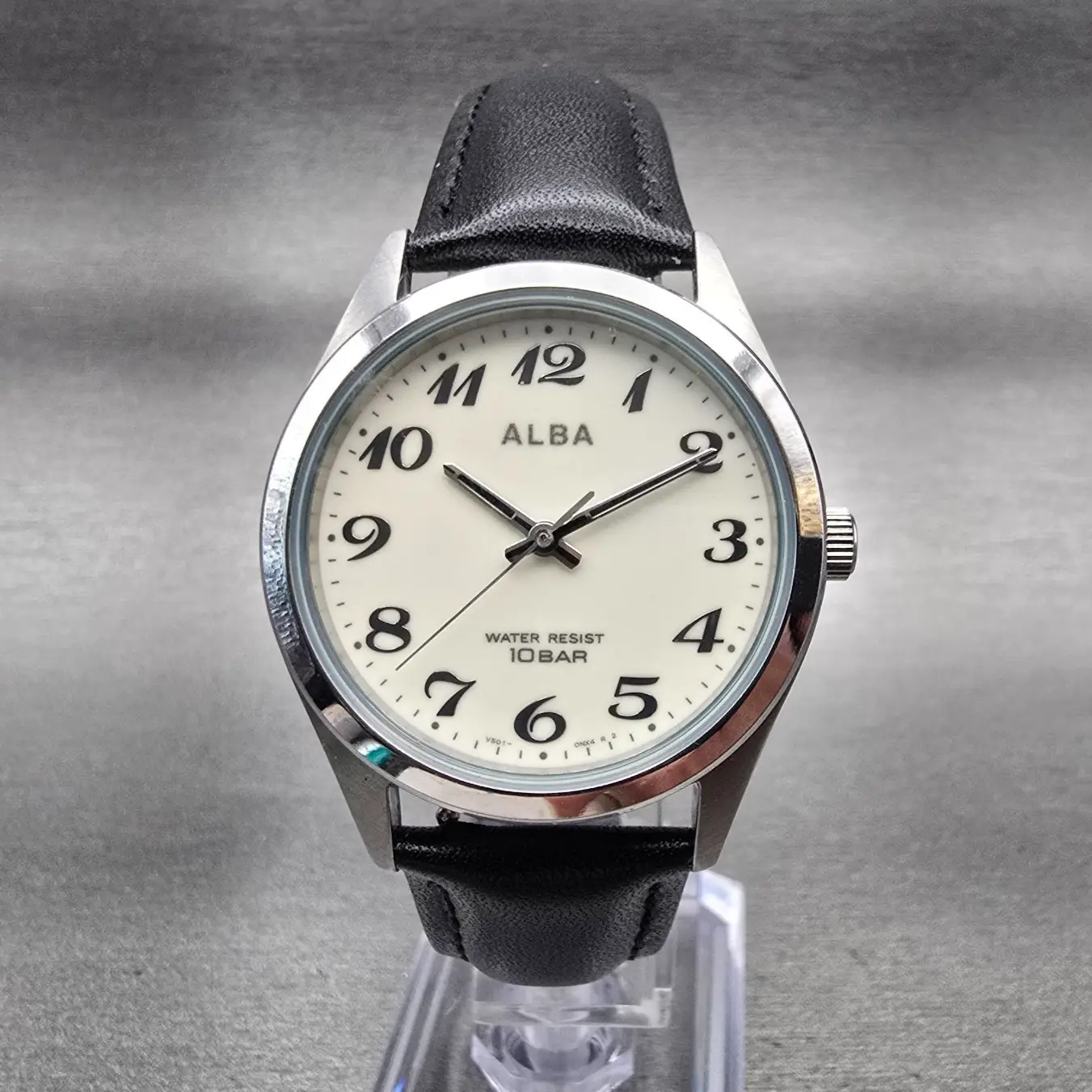 Seiko Alba Watch Men 34mm Luminous Dial Silver Tone Round V601-0EL0 New Battery0