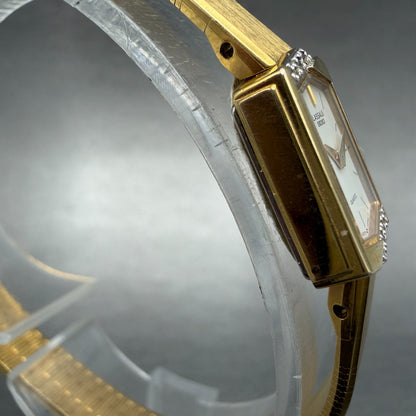 Seiko Lassale Watch Women 13mm White Dial Gold Tone Hexagon 1E50-5039 NewBattery3