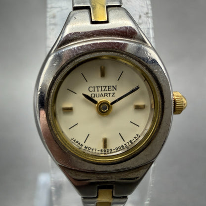 Citizen Watch Women 17mm Cream Dial Two Tone Round 5920-S91531 New Battery ABCD1