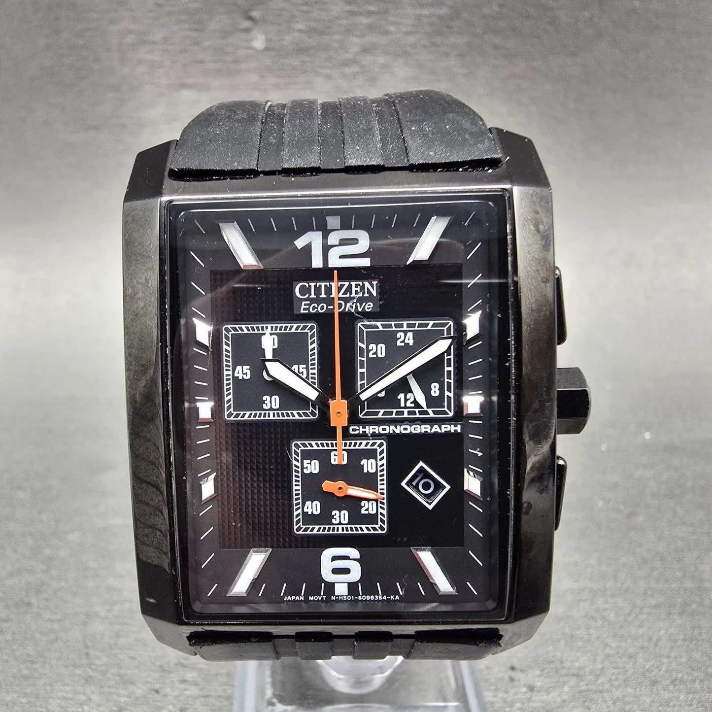 Citizen Eco-Drive Chronograph Watch Men 34mm Black Dial Black Tone Date Runs0