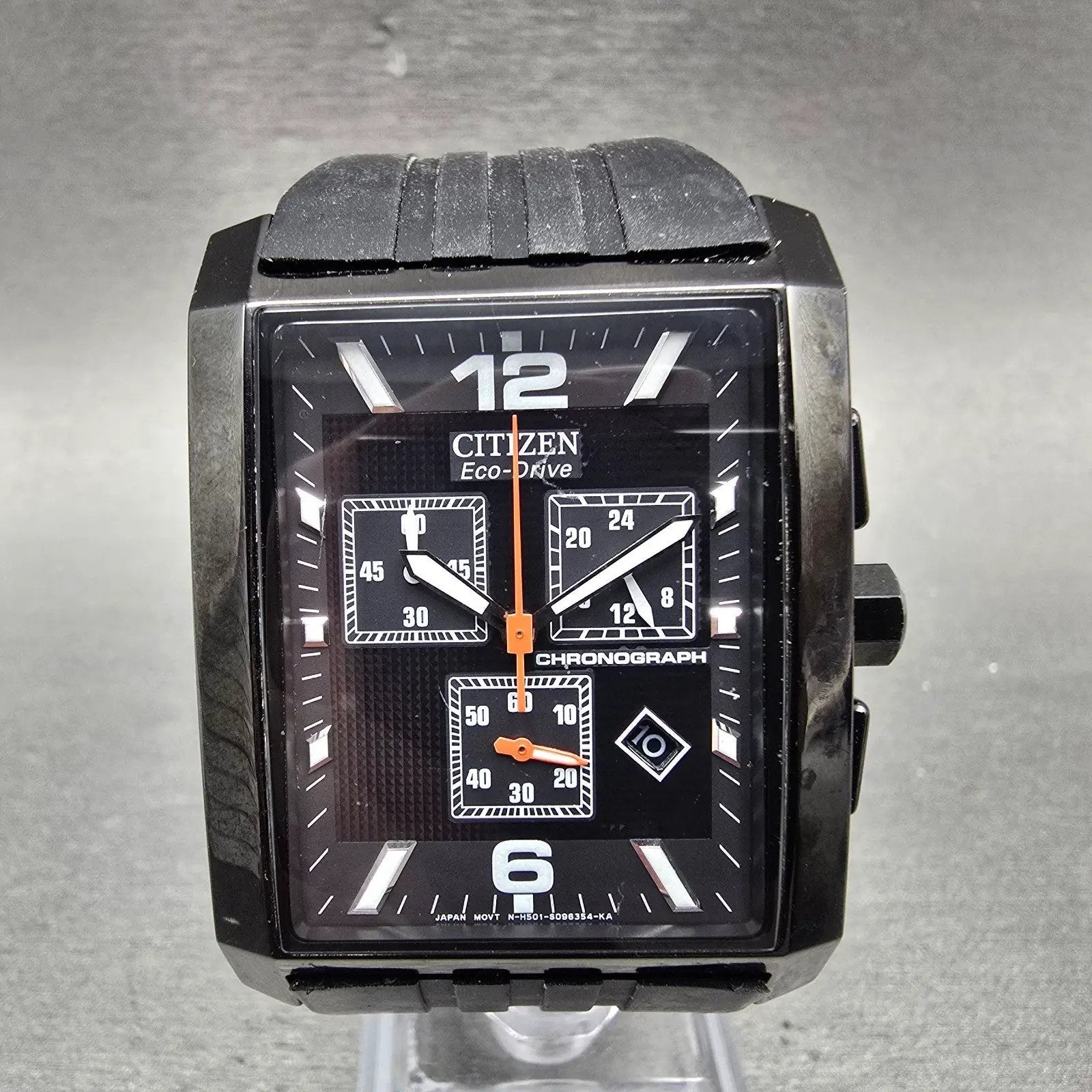 Citizen Eco-Drive Chronograph Watch Men 34mm Black Dial Black Tone Date Runs0
