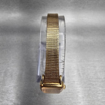 Seiko Watch Women 17mm Gold Dial Gold Tone Rectangle 5420-5319 New Battery4