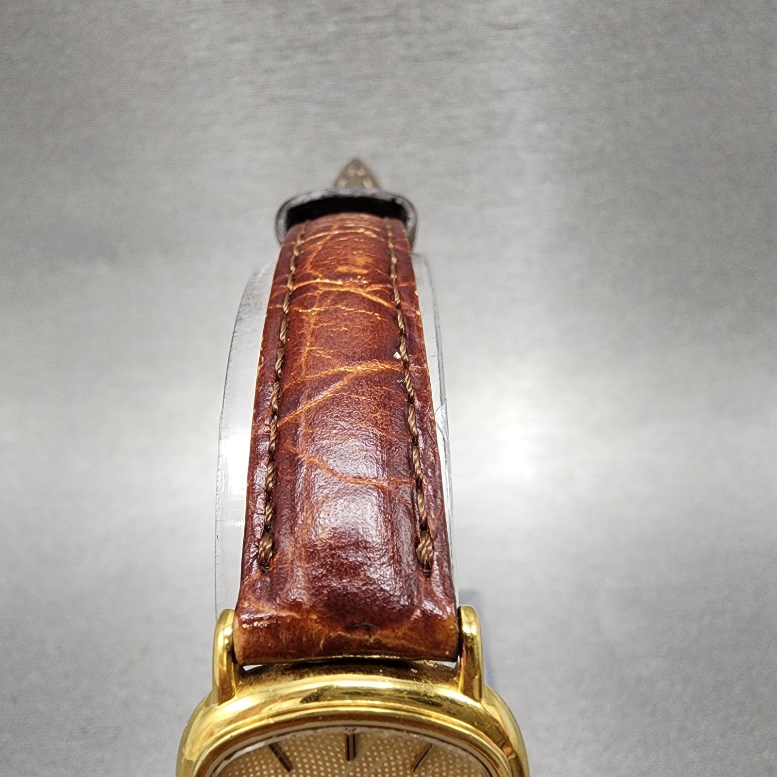 Longines Watch Women 21mm Gold Dial Gold Tone Rectangle 6479 New Battery4