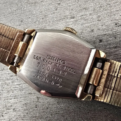 Seiko Watch Women 19mm Gold Dial Gold Tone Oval 1104-3370 Manual Wind Works10