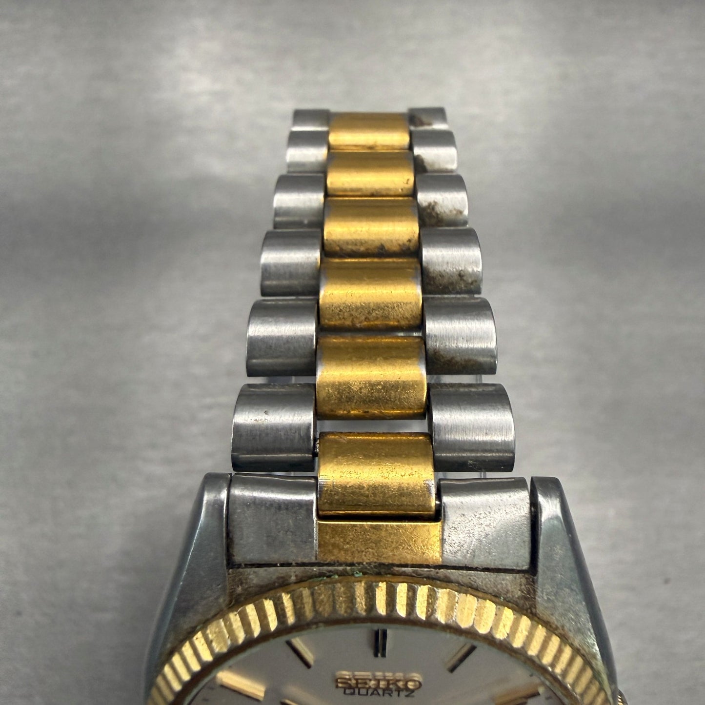 Seiko President Watch Men 35mm Silver Dial Two Tone Daydate 5Y23-8A69 New Batt4