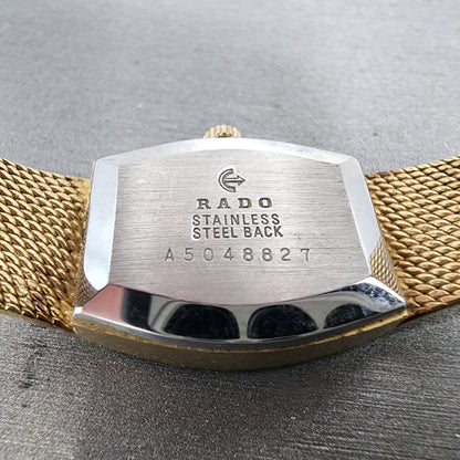 Rado Silhouette Watch Women 21mm Gold Dial Gold Tone Rectangle Manual Wind Runs10
