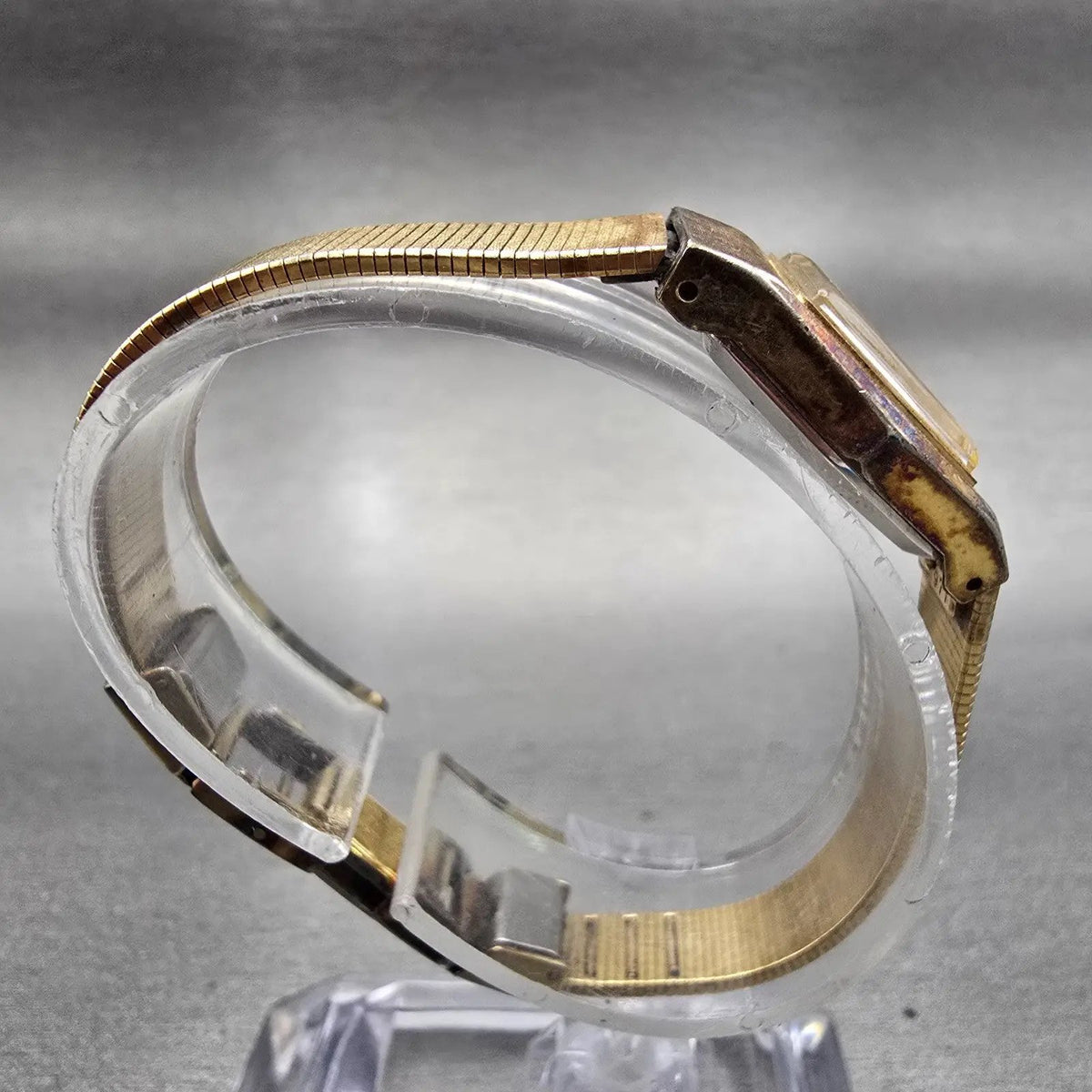 Seiko Watch Women 17mm Gold Dial Gold Tone Hexagon 1421-5590 New Battery Vintage8