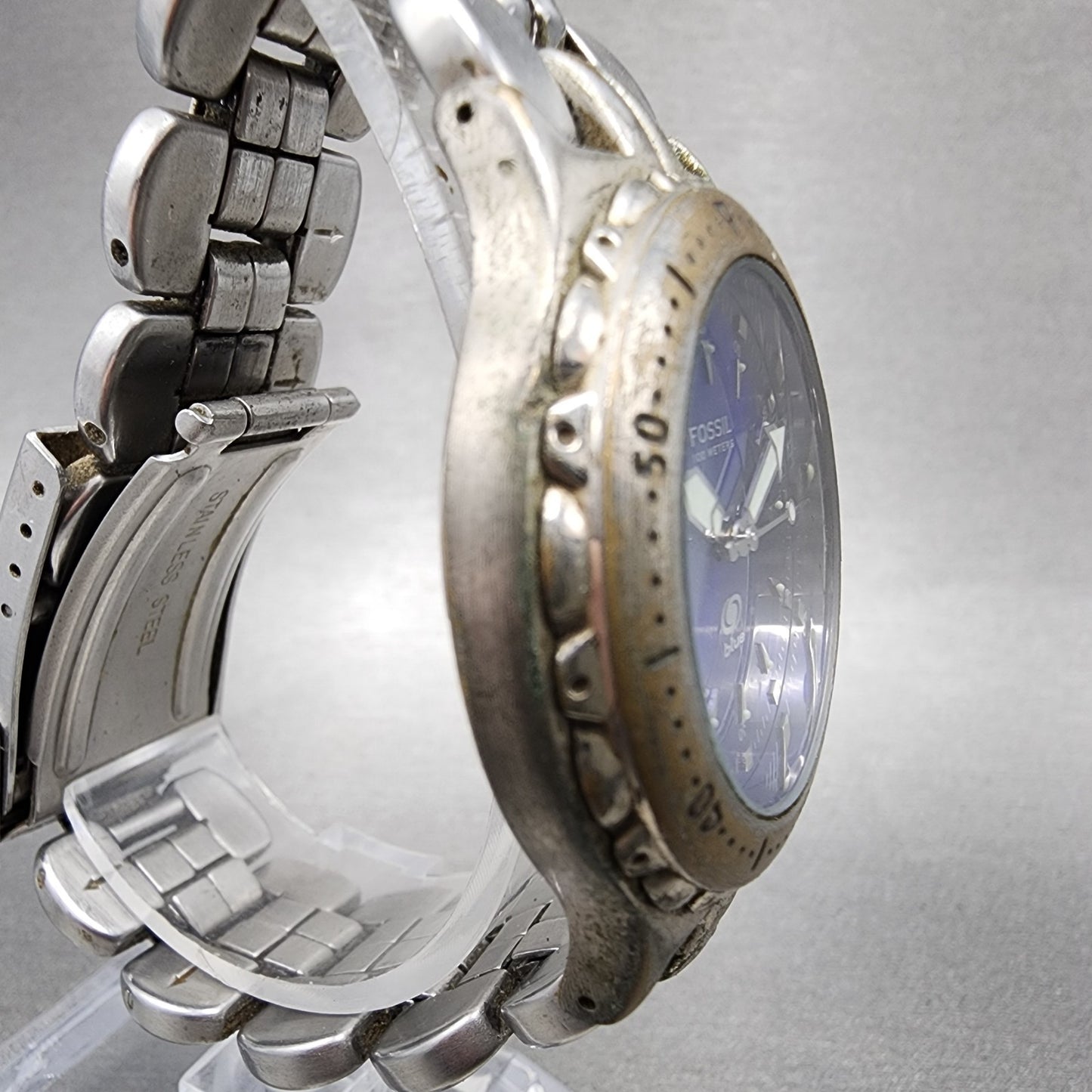 Fossil Blue Dive Watch Men 35mm Blue Dial Silver Tone AM3175 New Battery3