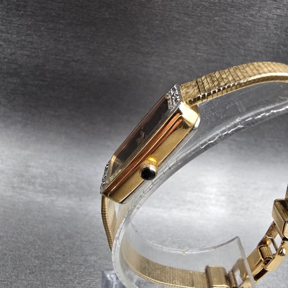 Citizen CQ Tank Watch Women 12mm Brown Dial Gold Diamonds 2250-226348 New Batt2