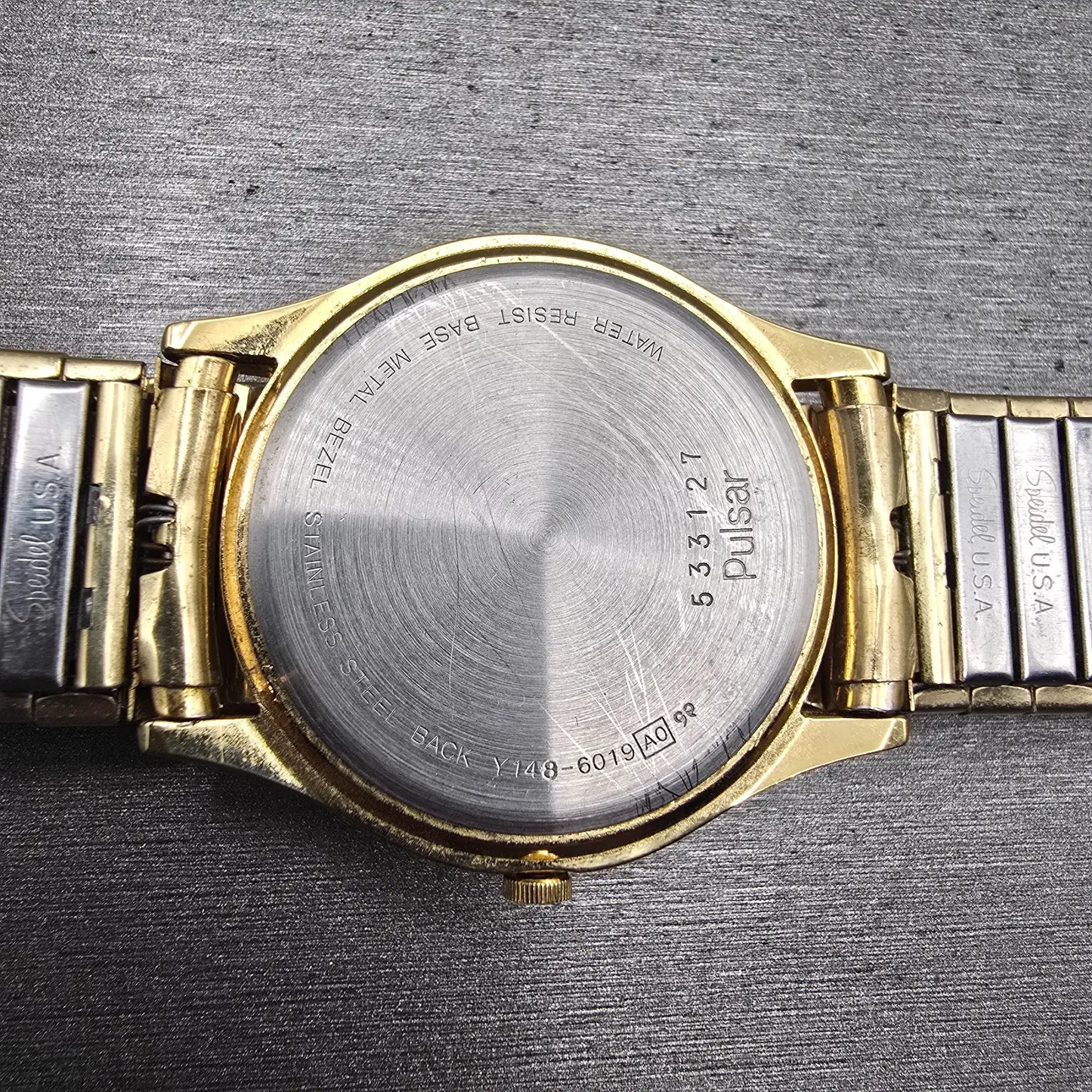 Seiko Pulsar Watch Men 34mm Champagne Dial Gold Tone Daydate Y148-6019 New Batt11