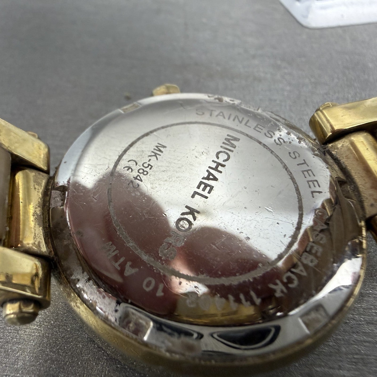 Michael Kors Mini Parker Watch Women 33mm Champange Dial Gold MK-5842 New batt9
