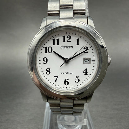 Citizen Watch Women 28mm White Dial Silver Tone Date Round 1012-S031460 New Bat0