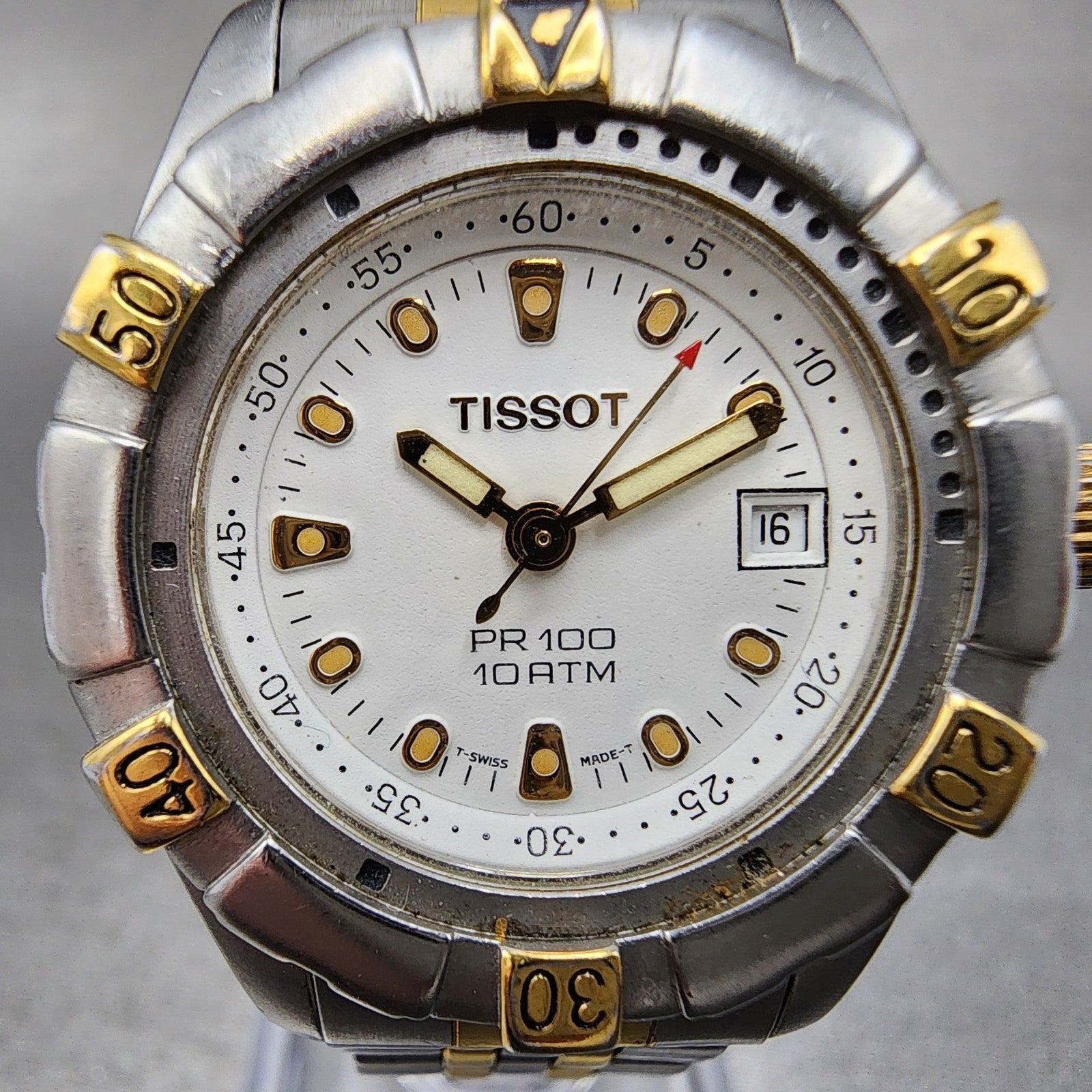 Tissot PR 100 Diver watch Women 28mm White Dial Two Tone Date New Battery1