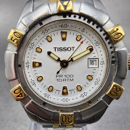 Tissot PR 100 Diver watch Women 28mm White Dial Two Tone Date New Battery1