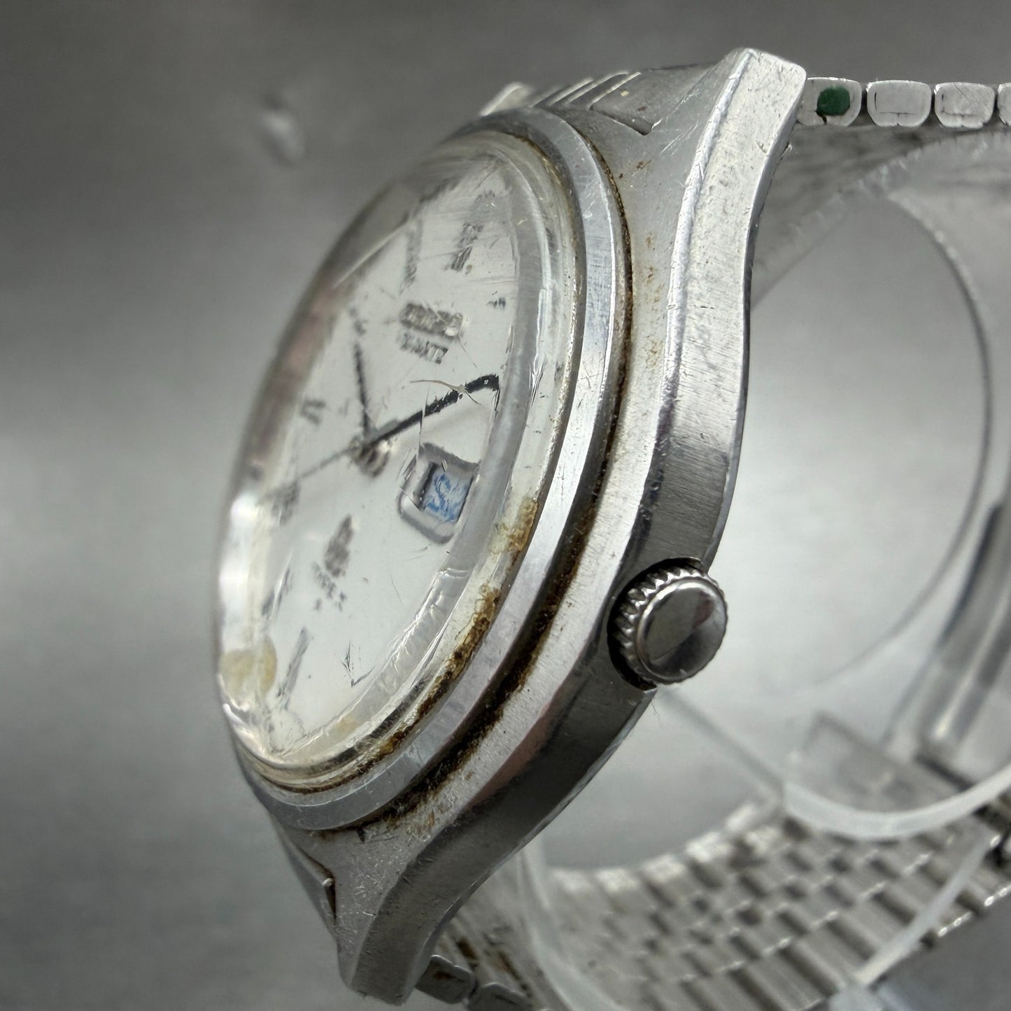Seiko Type II Watch Men 37mm White Dial Silver Tone Daydate 7546-7010 New Batt2