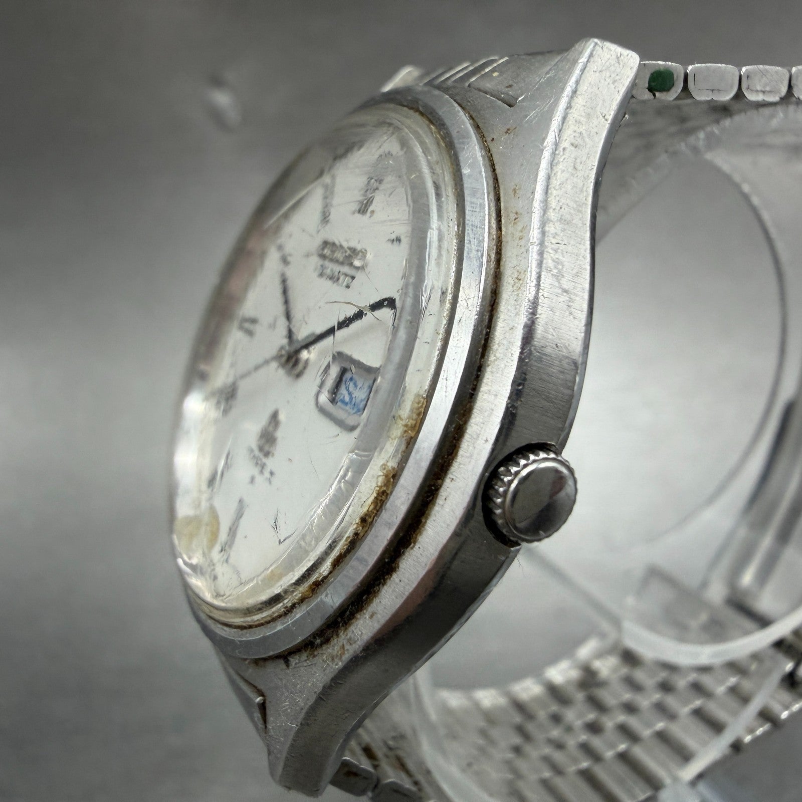 Seiko Type II Watch Men 37mm White Dial Silver Tone Daydate 7546-7010 New Batt2