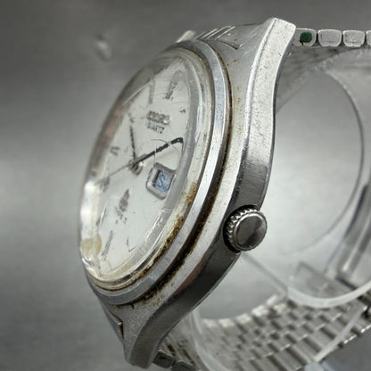Seiko Type II Watch Men 37mm White Dial Silver Tone Daydate 7546-7010 New Batt2