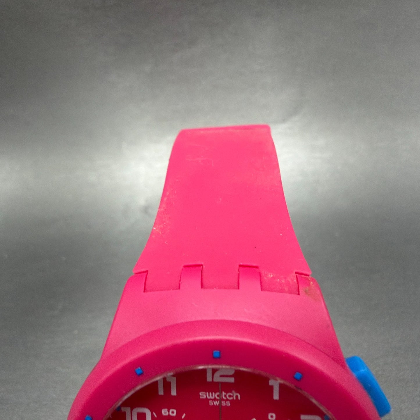 Swatch Chrono Pink Frame Watch Men 42mm Pink Dial Pink Tone Date Round New Batt5