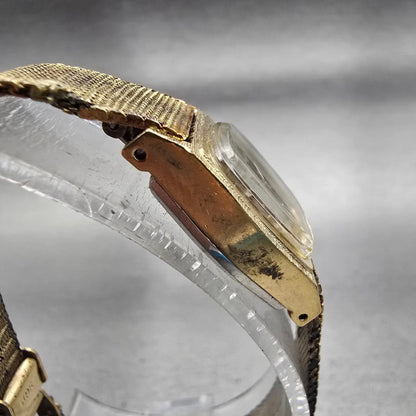 Seiko Watch Women 16mm Bronze Dial Gold Tone Rectangle 11-3669 Manual Wind Works4