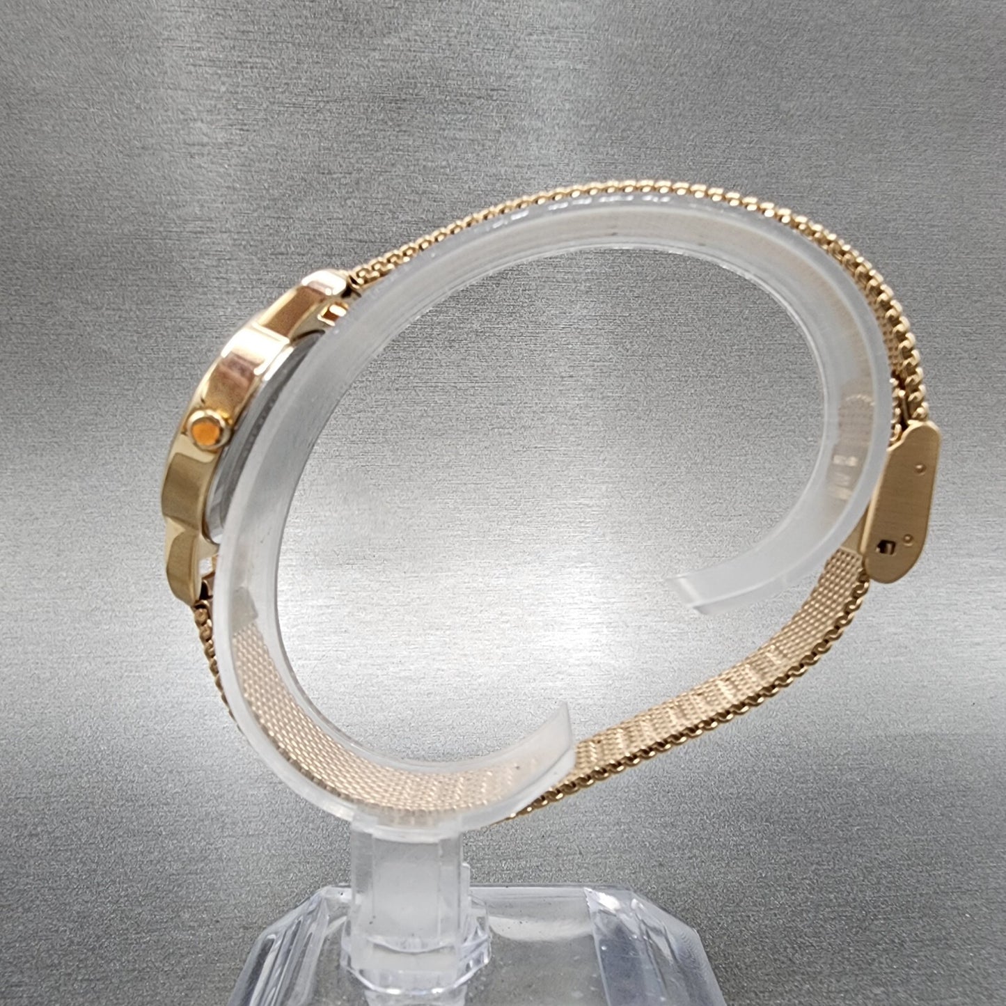 Citizen Watch Women 26mm Champagne Dial Rose Gold Tone Round Mesh Ban EZ700351X6