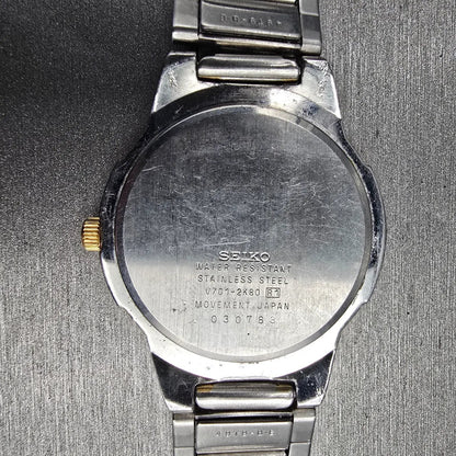 Seiko Watch Men 35mm Champagne Dial Two Tone Round V701-2K80 New Battery Vintage10