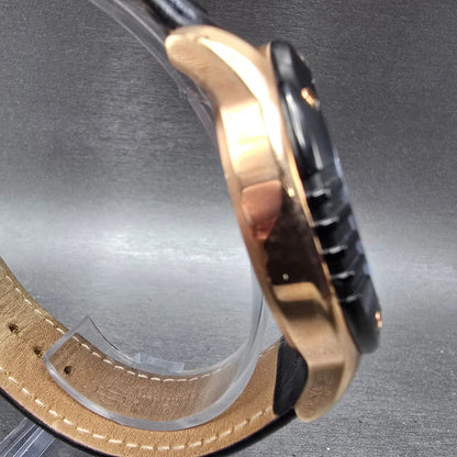 Bulova Harley Davidson Watch Men 43mm Black Dial Rose Gold Tone Date 78B115 Runs3