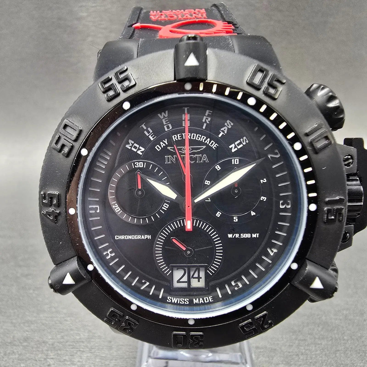 Invicta Subaqua Noma III Chronograph Big Date Watch Men 50mm Black Red New Batt0