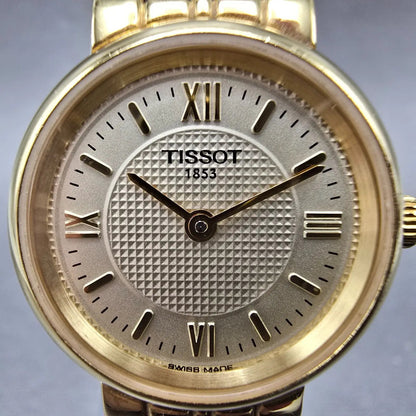 Tissot Watch Women 24mm Champagne Dial Gold Tone Round T953 New Battery Swiss1