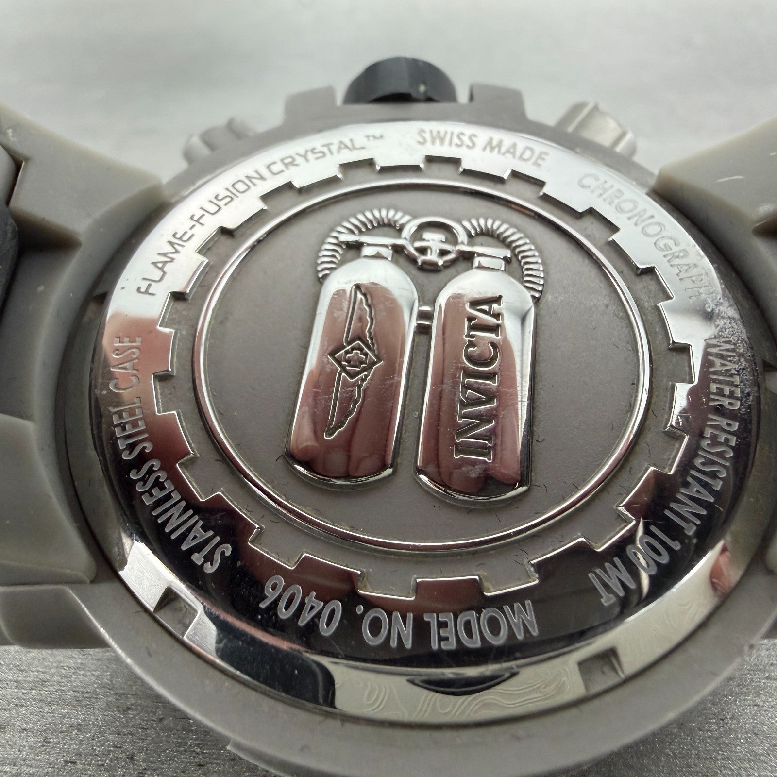 Invicta Subaqua Nitro Chrono Watch Men 50mm Silver Dial Gray Tone 0406 NewBatt9
