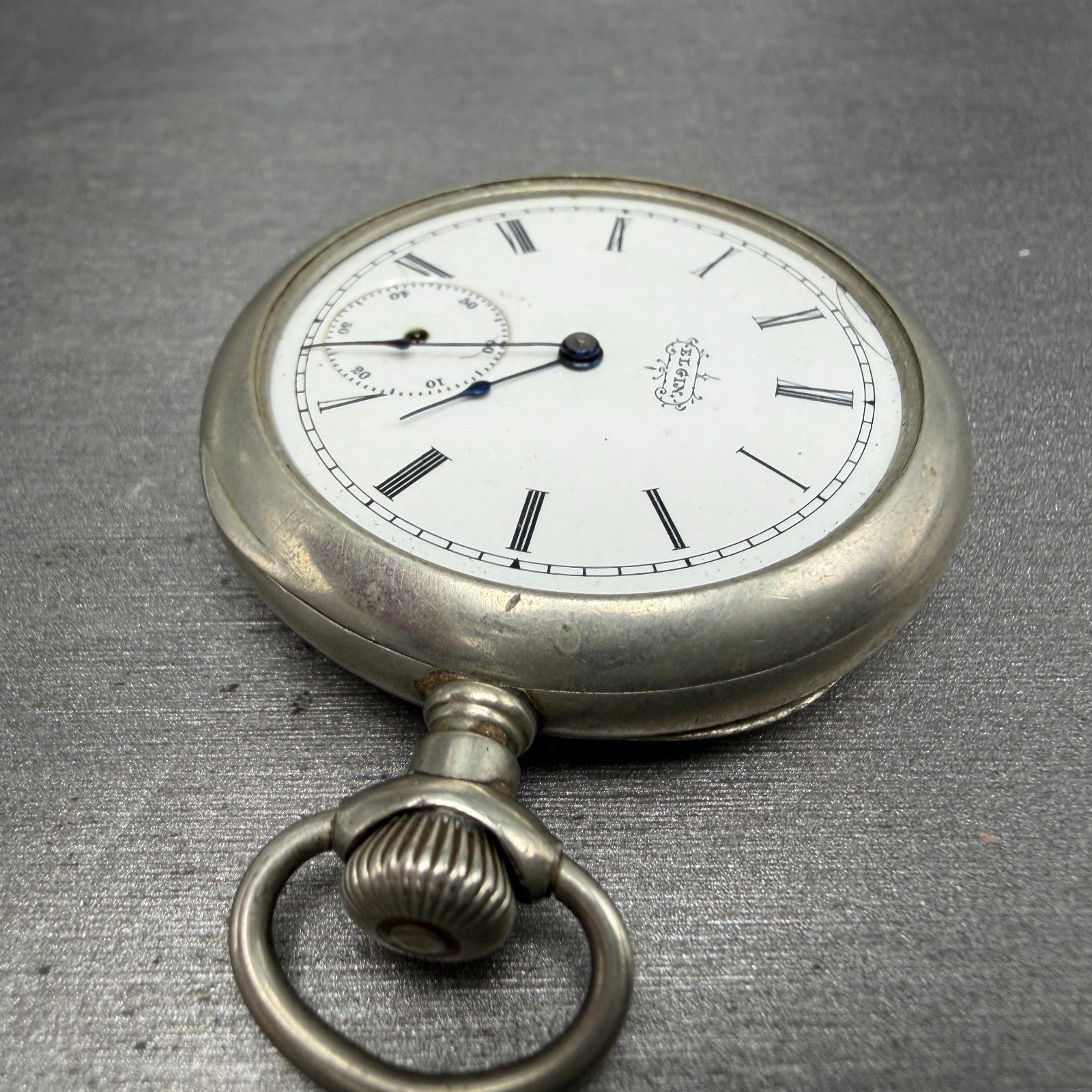 Elgin Pocket Watch 41.5mm White Dial Silver Tone Grade 94 Round Manual Wind PART6