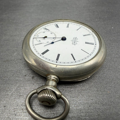 Elgin Pocket Watch 41.5mm White Dial Silver Tone Grade 94 Round Manual Wind PART6