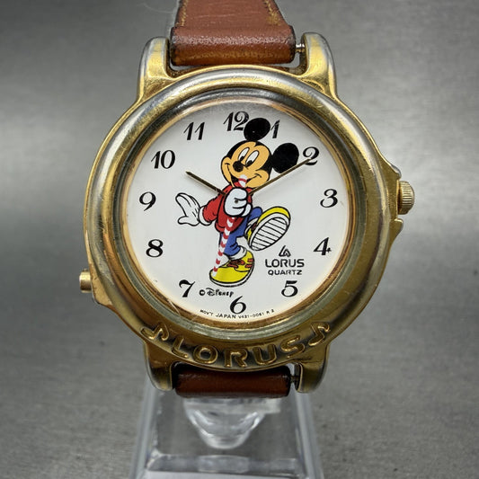 Lorus Mickey Mouse Watch Women 34mm White Dial Gold Tone V421-0020 New Battery0