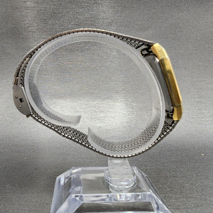 Seiko Watch Men 26mm Gold Dial Gold Tone Rectangle 6530-5089 New Battery
