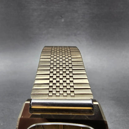 Seiko Tank Watch Men 30mm Gold Dial Gold Tone Rectangle 5931-5341 PARTS Vintage5