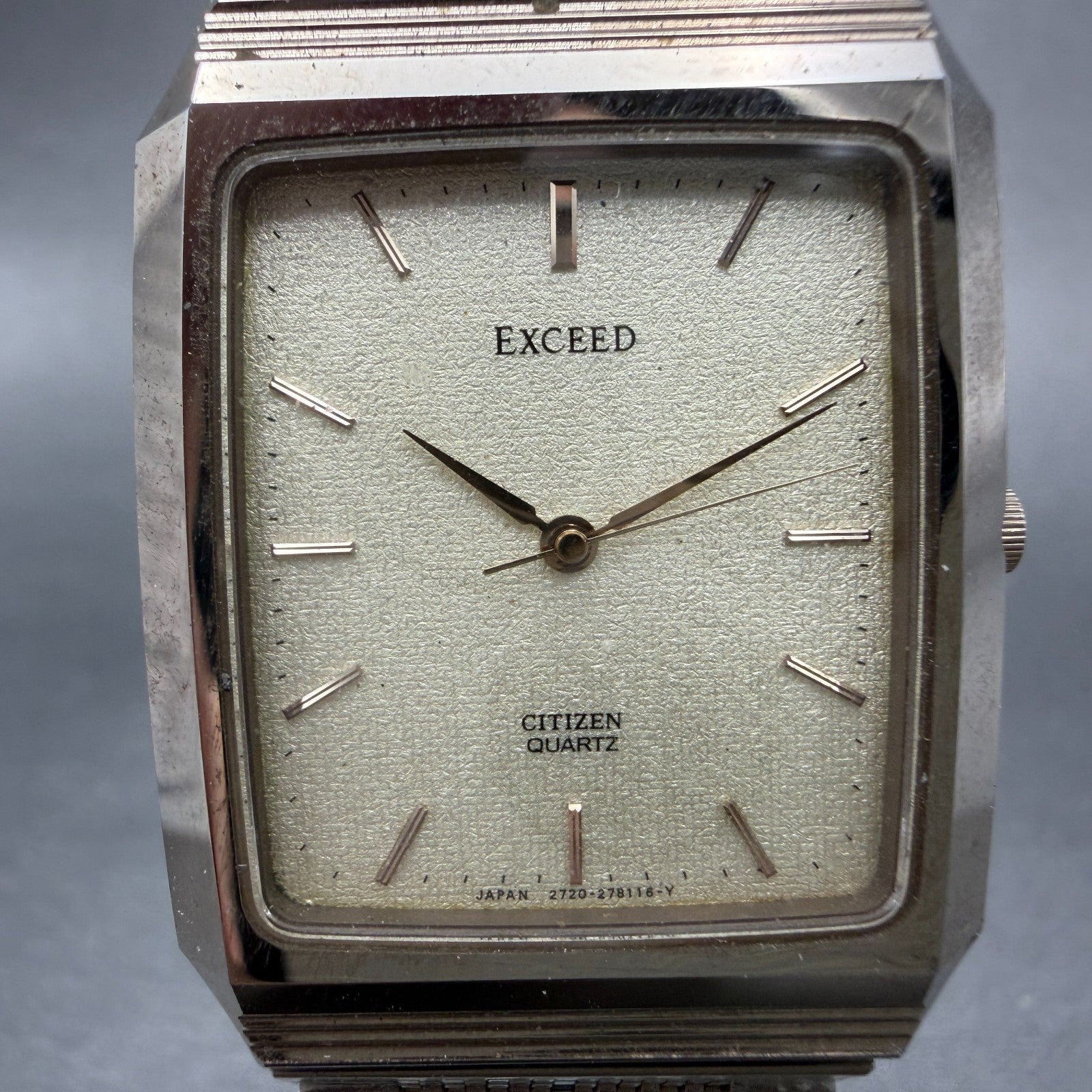 Citizen Exceed Tank Watch Men 28mm Champagne  Dial Gold Tone Octagon New Battery1