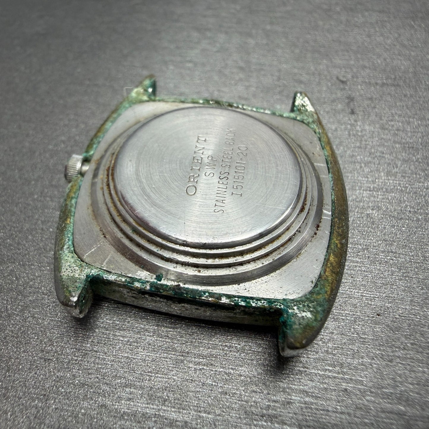 Orient Watch Men 31mm Silver Dial Silver Tone Rectangle I515101-20 PARTS Vintage10