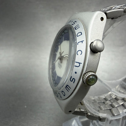 Swatch irony Zebah Watch Unisex 37mm Blue Dial Silver Tone YGS9000 New Battery2